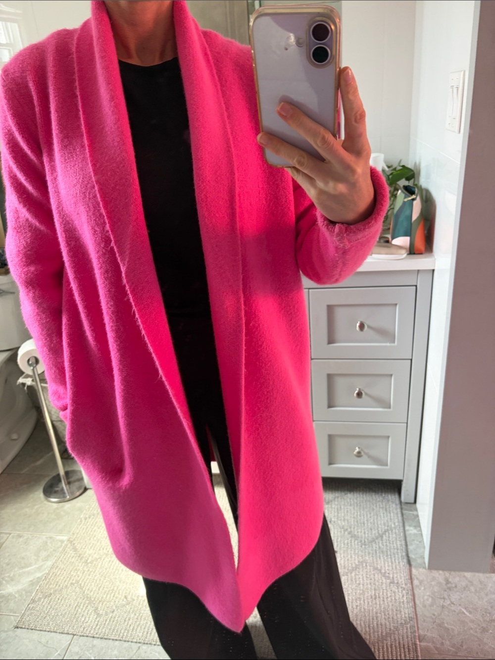 Pink Martini Vibrant Hot Pink Open-Front Cardigan